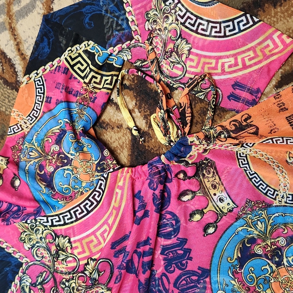 NYC Multicolor Graphic Sheer Dress - Picture 8 of 10